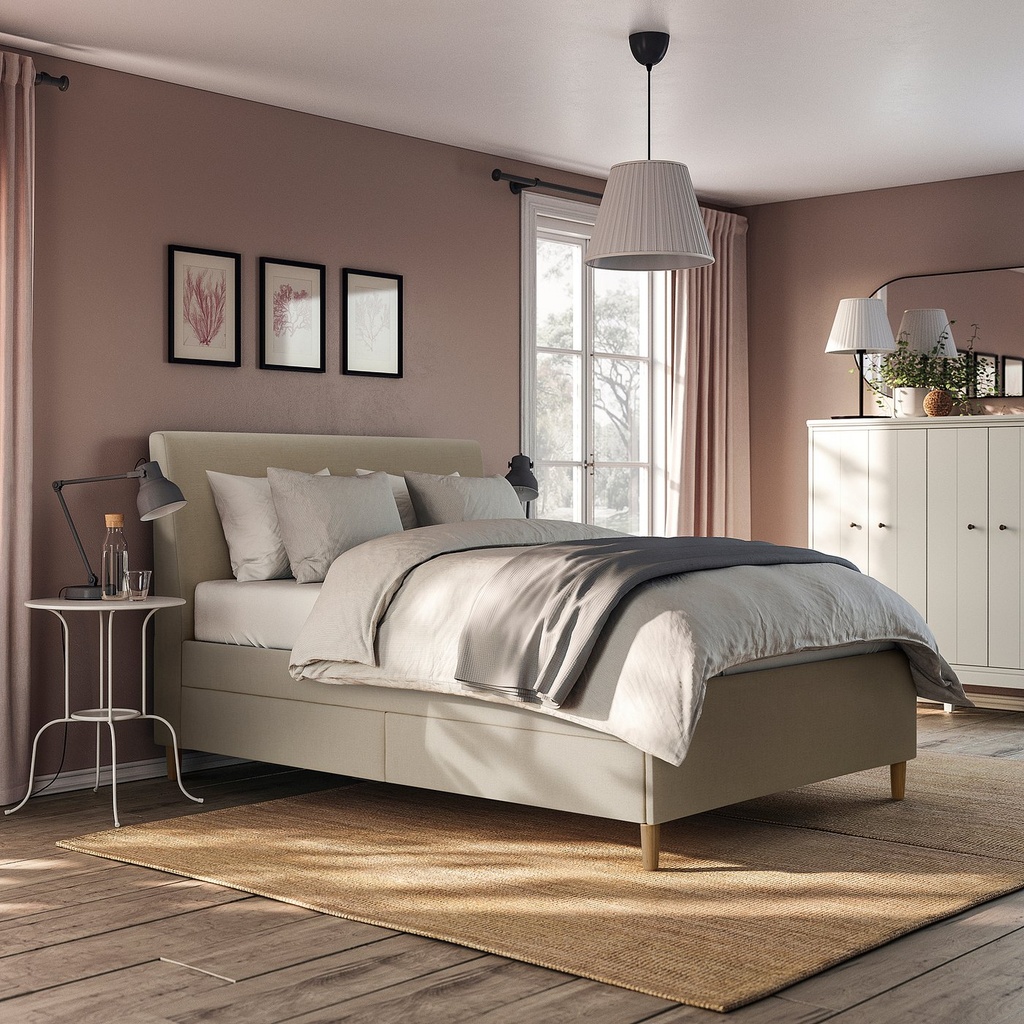 IDANÄS Upholstered storage bed - Naggen beige 140x200 cm - image 3