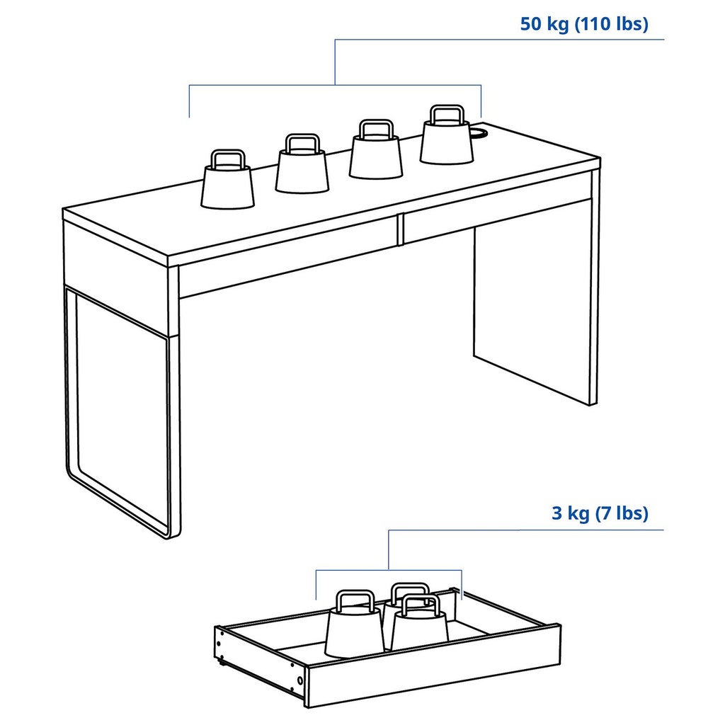 MICKE Desk - white 142x50 cm - image 4
