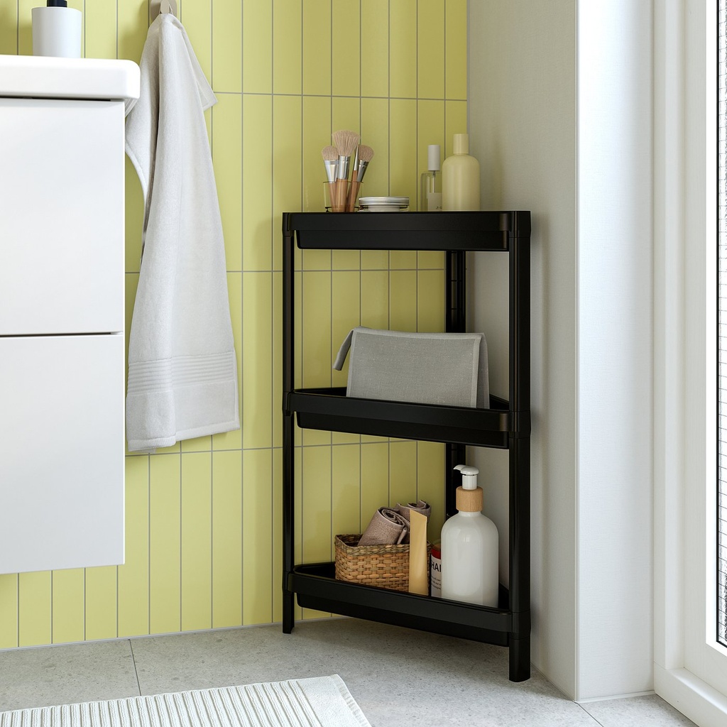 VESKEN Corner shelf unit - black 33x33x71 cm