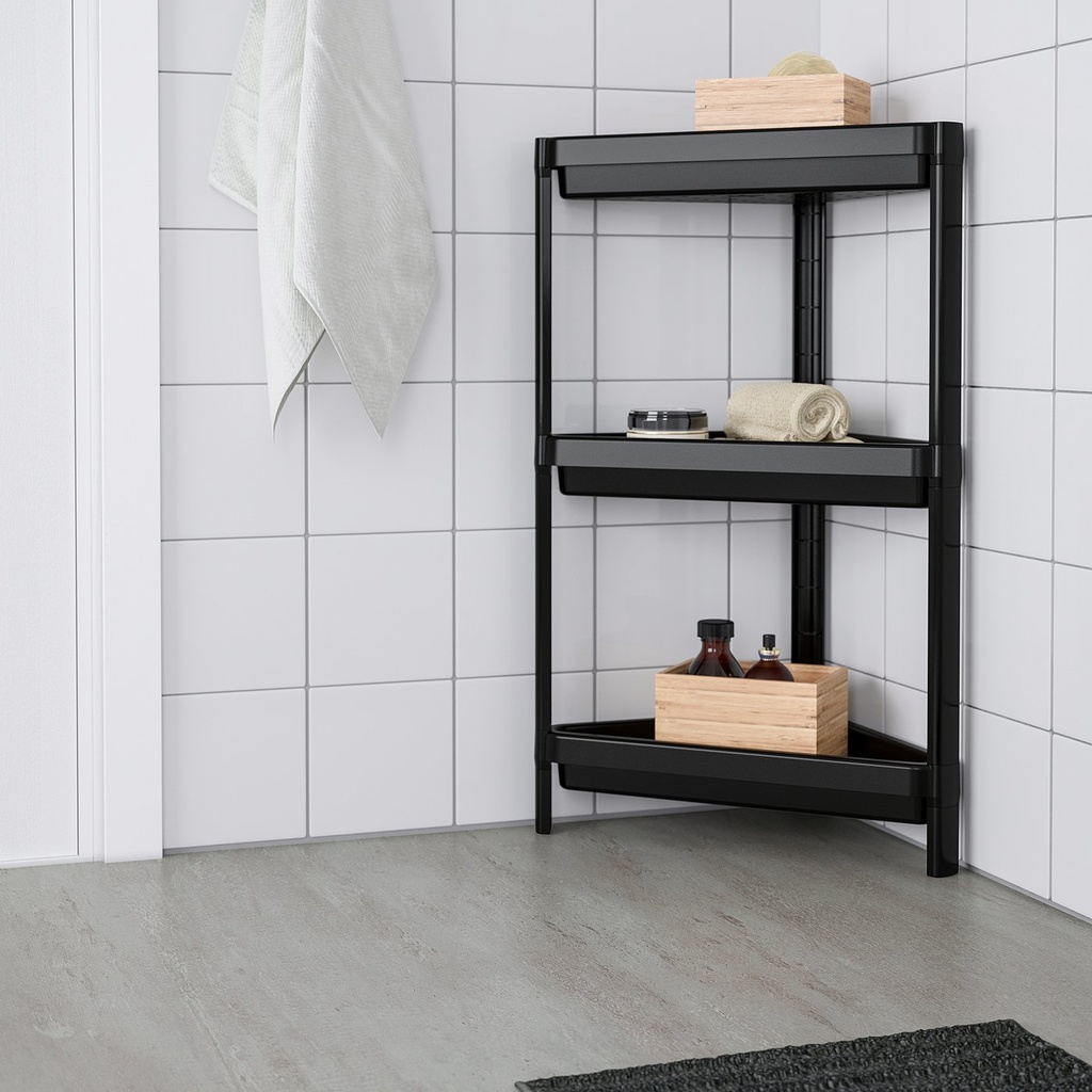 VESKEN Corner shelf unit - black 33x33x71 cm