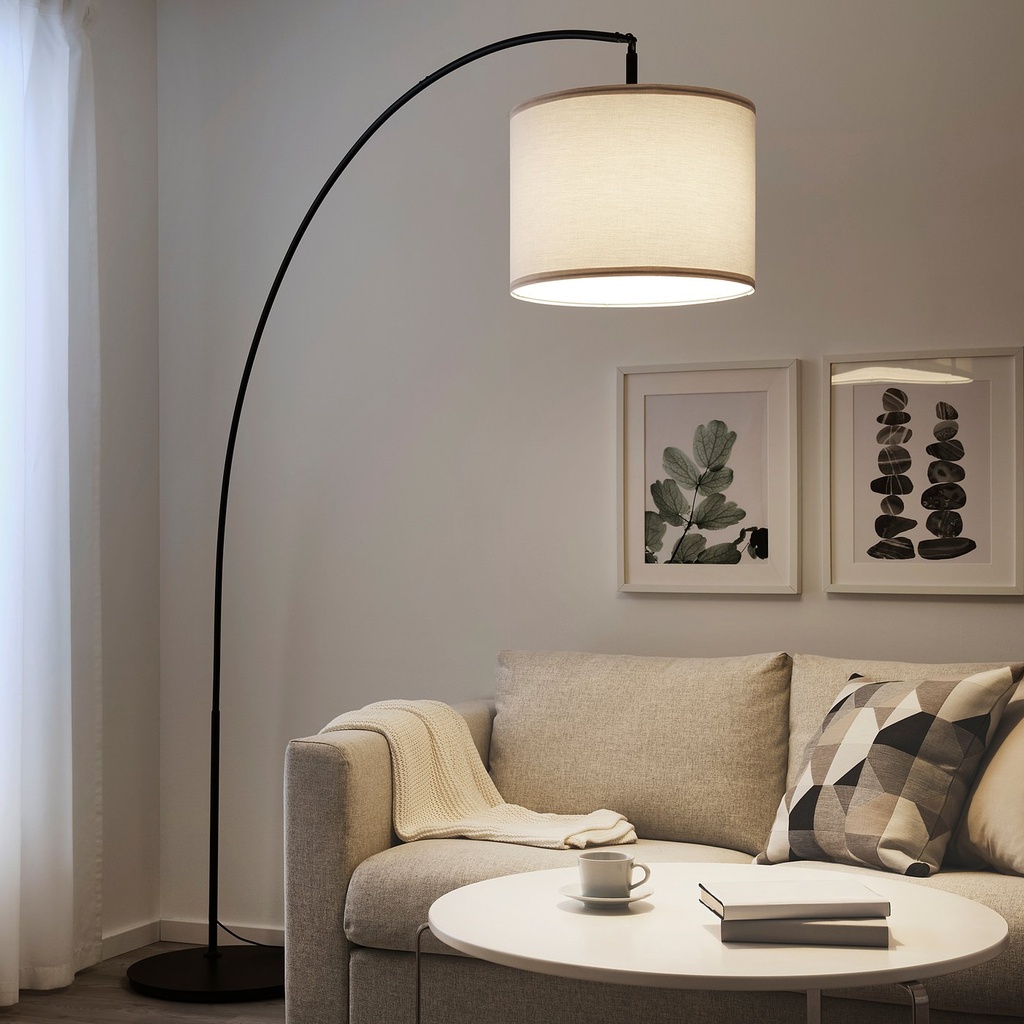 SKAFTET Floor lamp base, arched - black