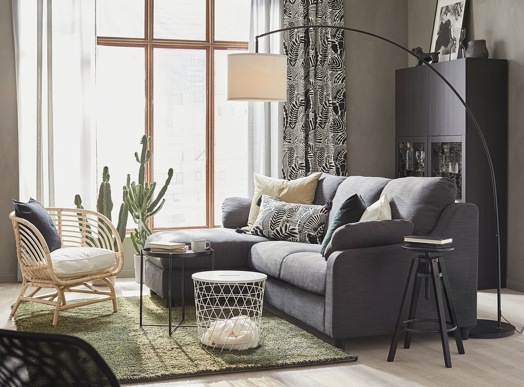 SKAFTET Floor lamp base, arched - black