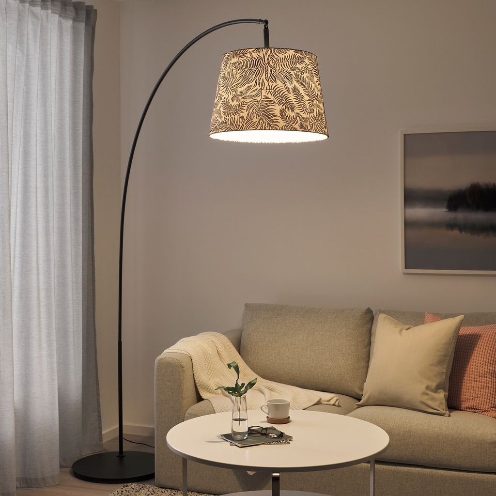 SKAFTET Floor lamp base, arched - black
