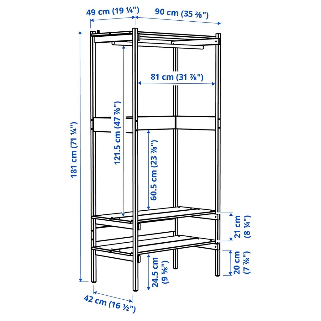 KRONÖREN Open wardrobe - pine 90x49x181 cm