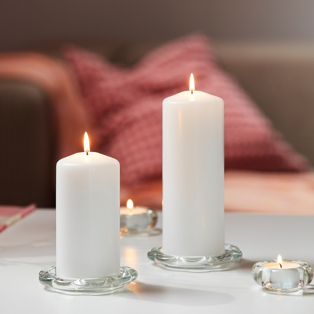 FENOMEN Unscented pillar candle - natural 14 cm 45 hr