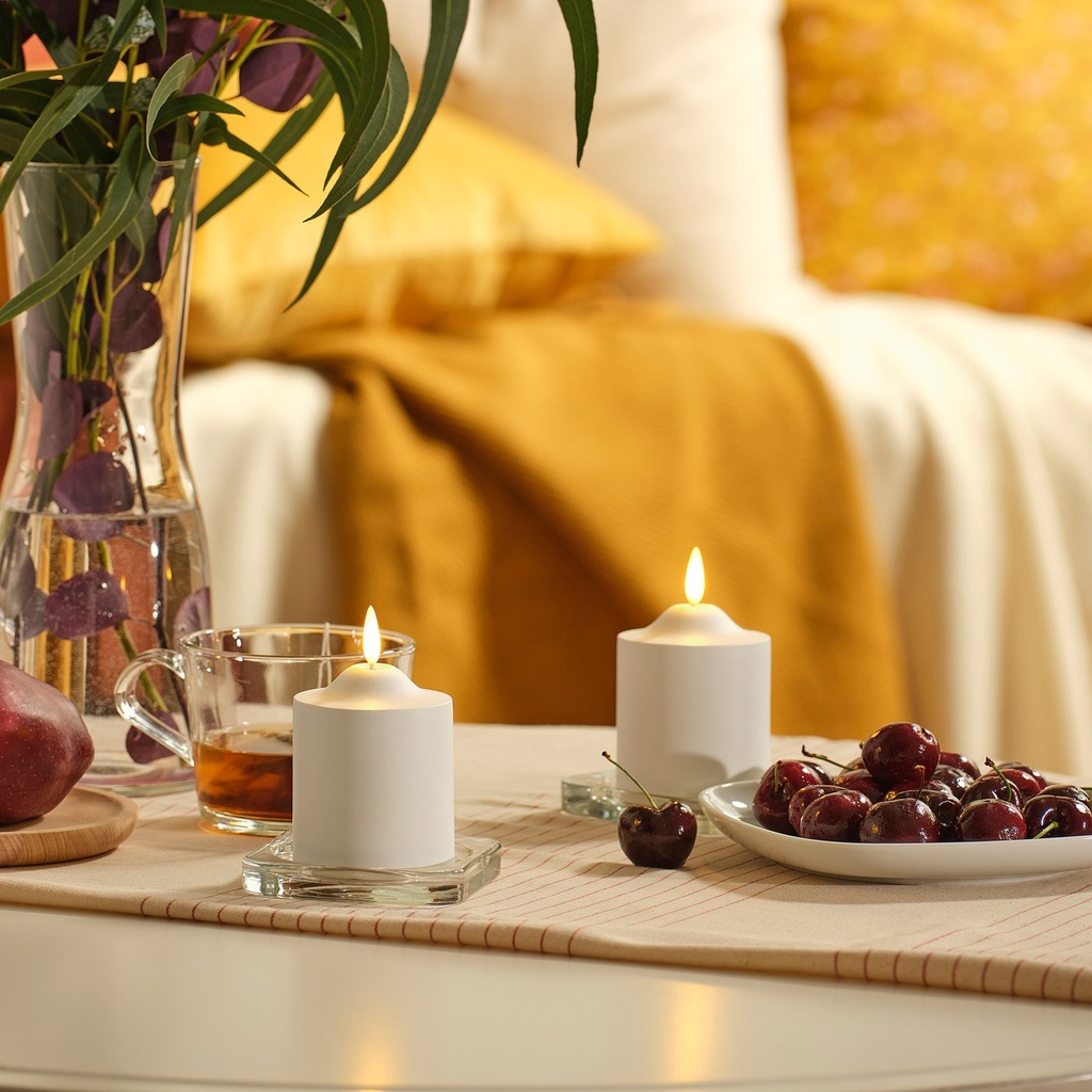 SMÅLOM LED pillar candle - battery-operated white 9 cm