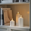 SMÅLOM LED pillar candle - battery-operated white 9 cm