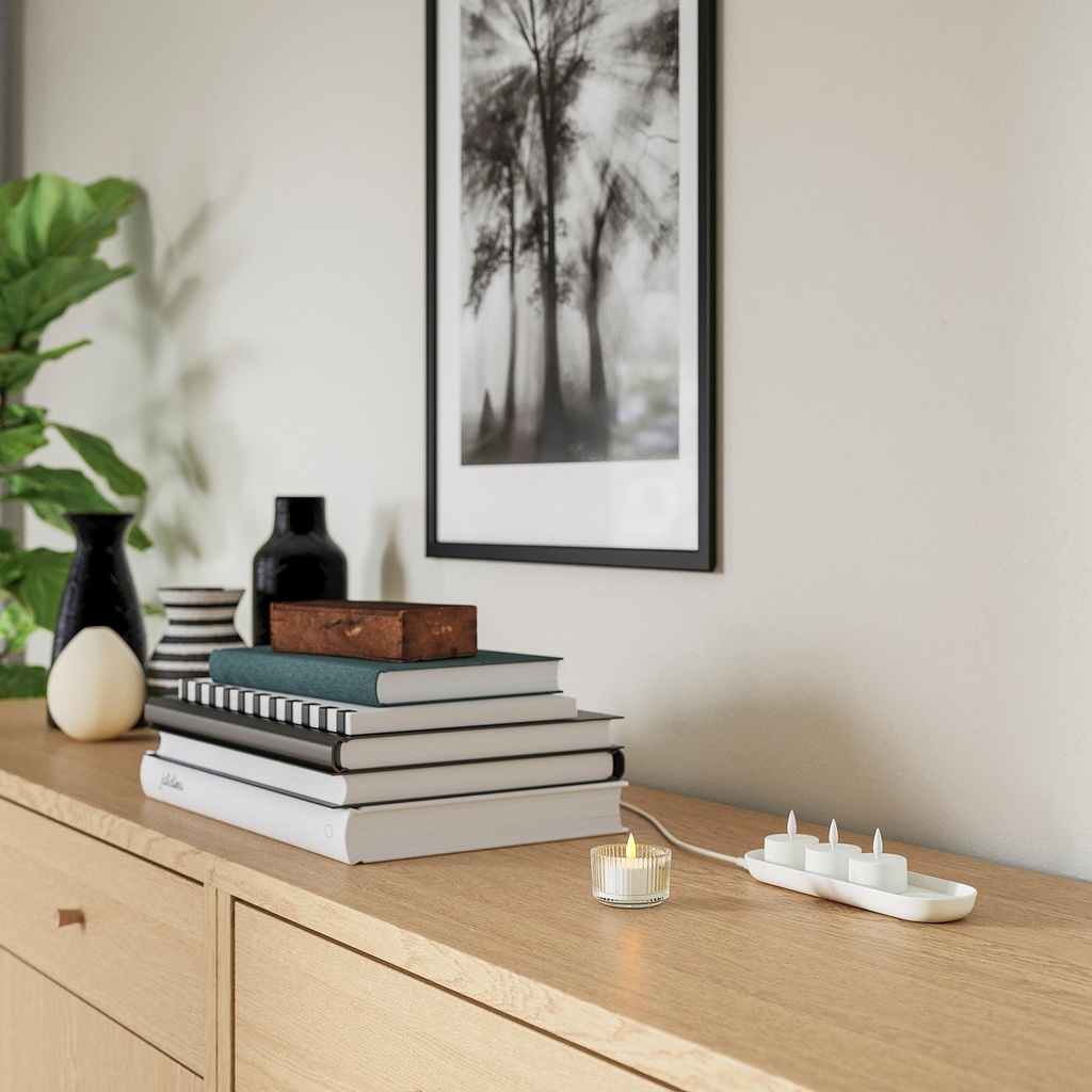 SKATGÅS LED tealight kit - with charging tray white
