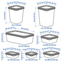 PRUTA Food container with lid, set of 17 - green