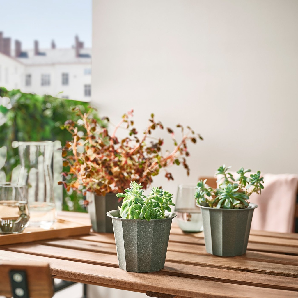 BUSKVERK Plant pot - in/outdoor grey 9 cm