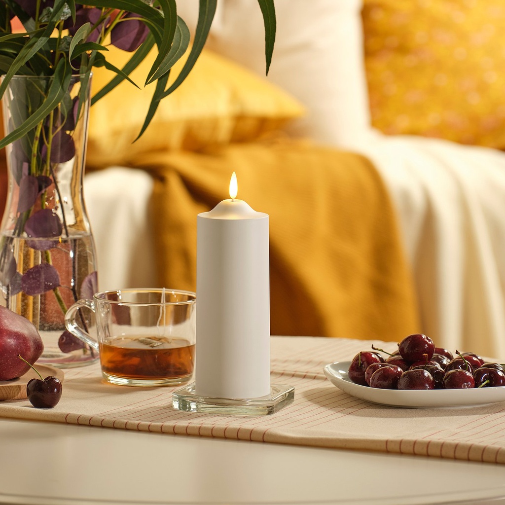 SMÅLOM LED pillar candle - battery-operated white 19 cm