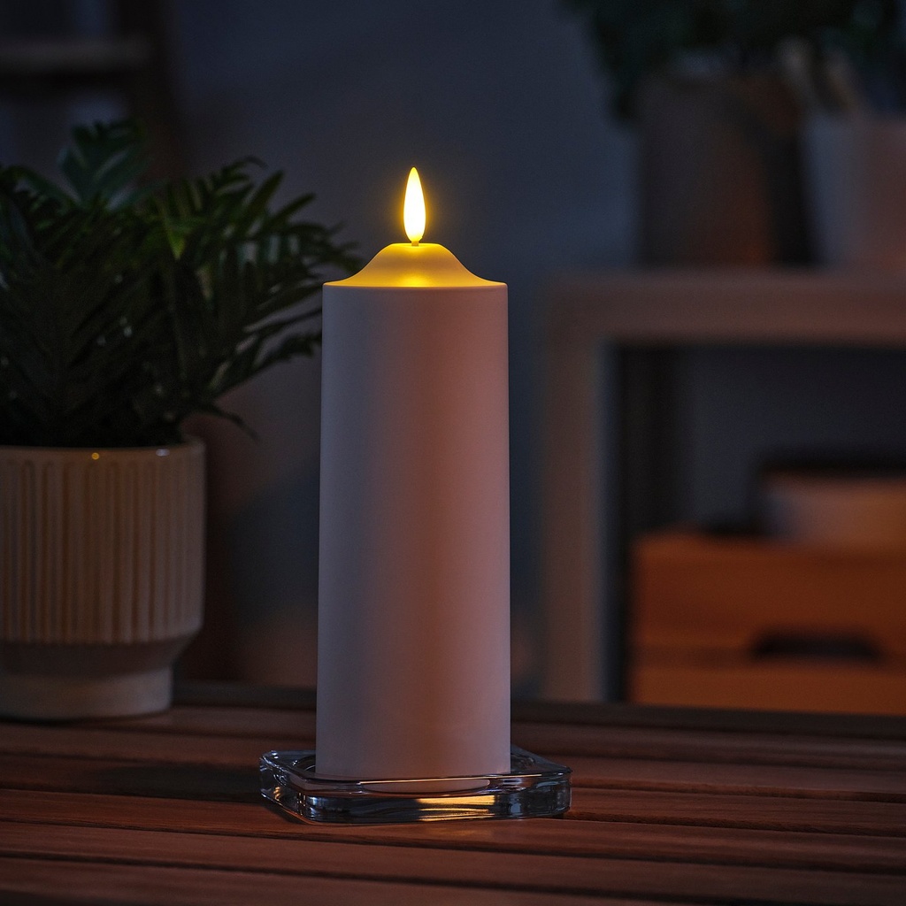 SMÅLOM LED pillar candle - battery-operated white 19 cm