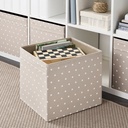 DRÖNA Box - beige/dotted 33x38x33 cm