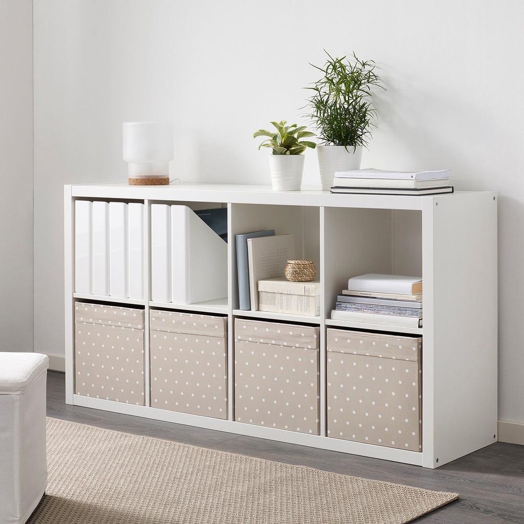 DRÖNA Box - beige/dotted 33x38x33 cm