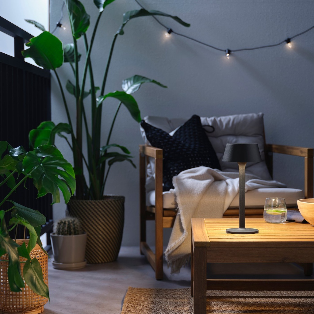 AVHÅLL LED portable lamp - battery-operated dimmable/black outdoor 29 cm