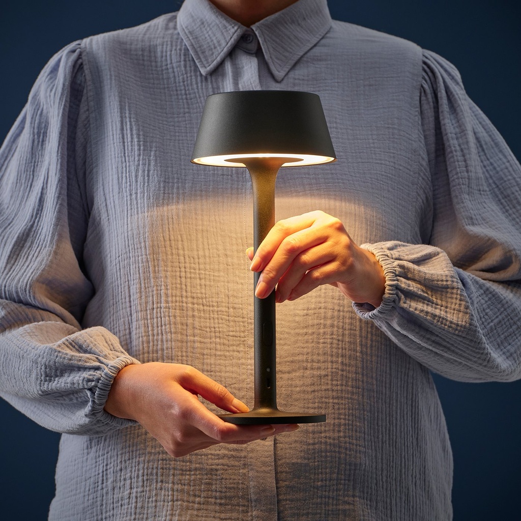 AVHÅLL LED portable lamp - battery-operated dimmable/black outdoor 29 cm