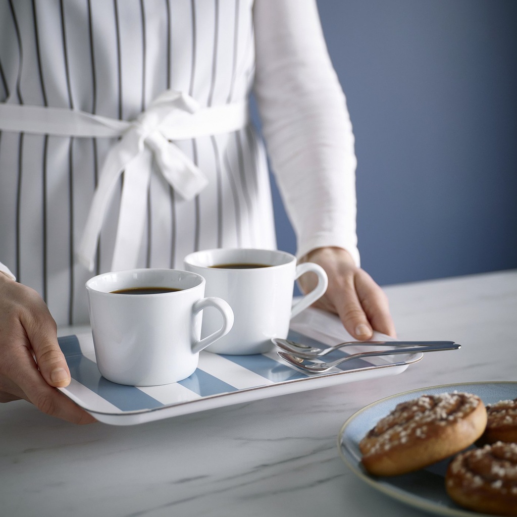 SOLDATFISK Tray - striped white/grey-blue 20x28 cm