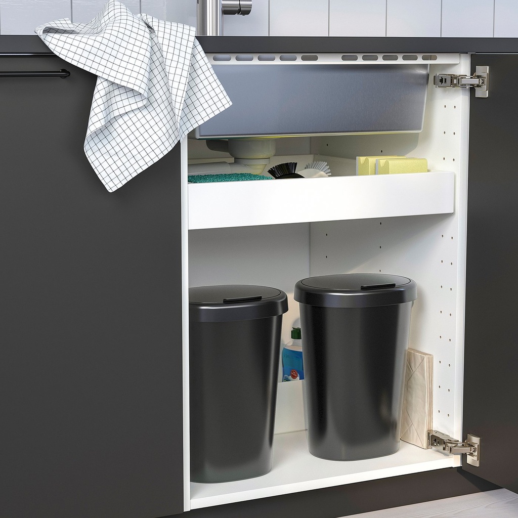 HÖLASS Bin with lid - black 8 l