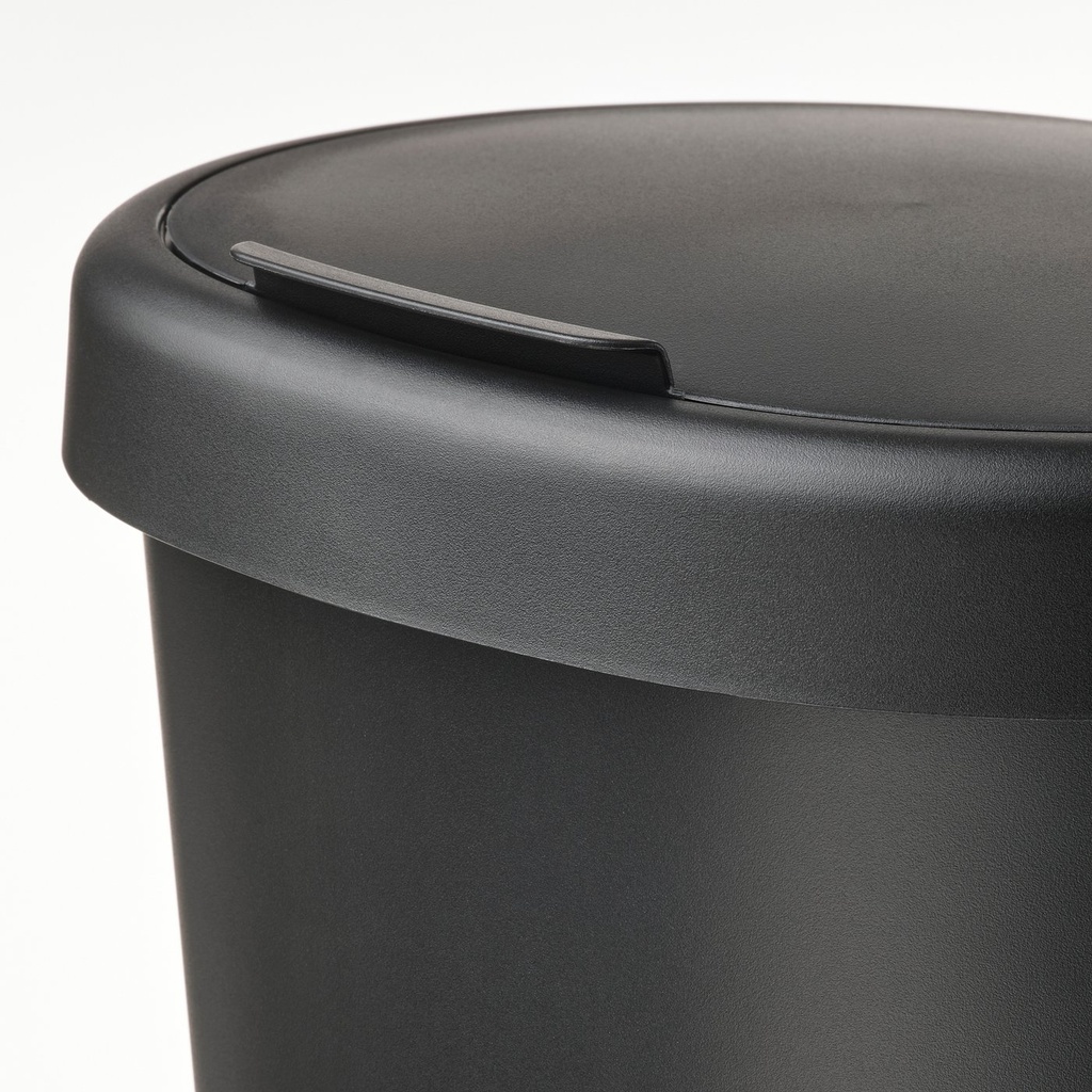 HÖLASS Bin with lid - black 8 l