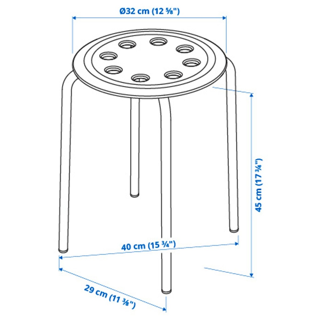 MARIUS Stool - blue 45 cm