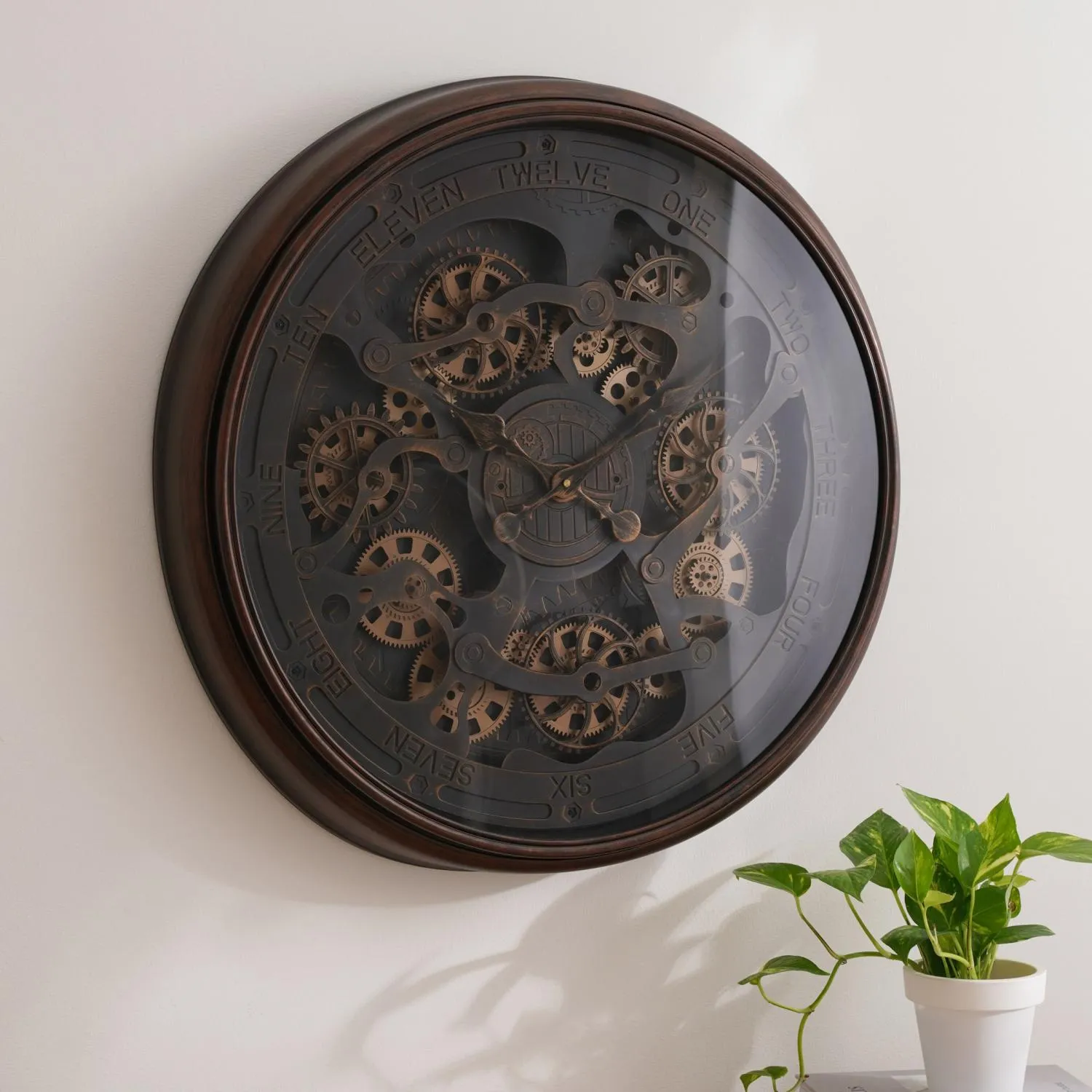 Liam Wall Clock with Gear 76x76x10cm - Antique Gold