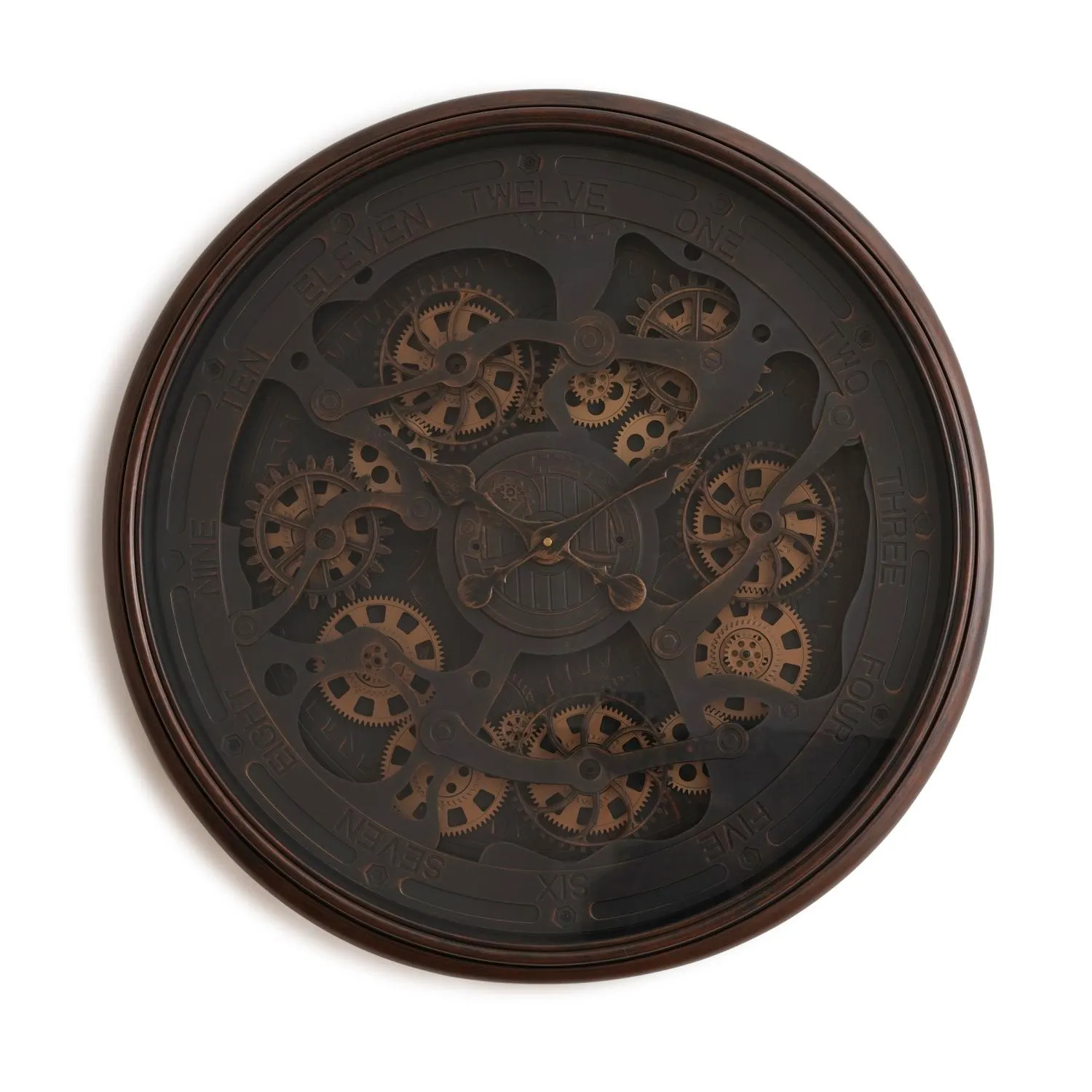 Liam Wall Clock with Gear 76x76x10cm - Antique Gold
