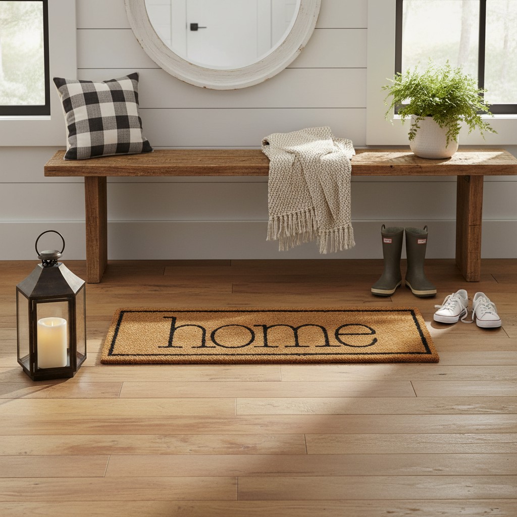 Home Printed Black Line Doormat 25X75CM - Natural