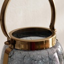 Hina Metal Lantern With Crackled Glass Design 25x25x40.5cm - Black/Gold