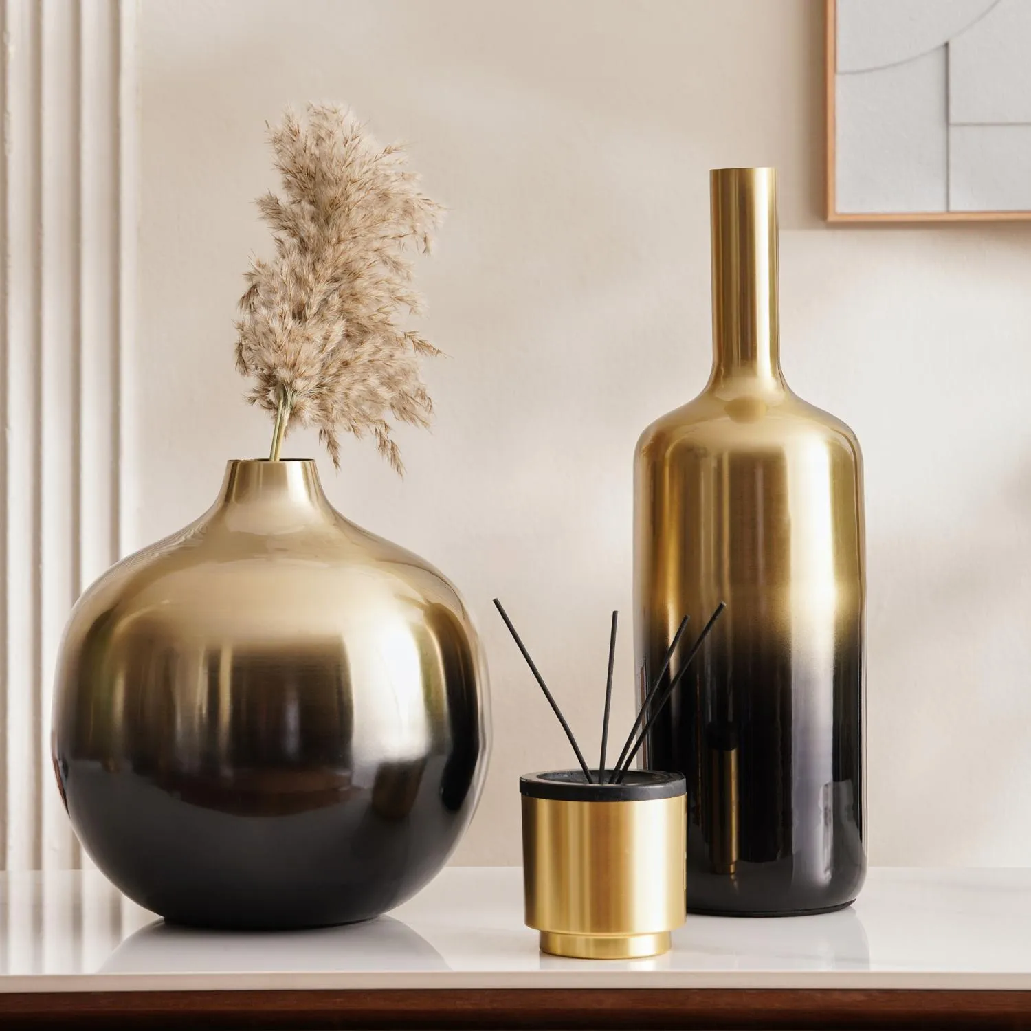 Sauve Metal Conical Vase 15x15x48cm - Black