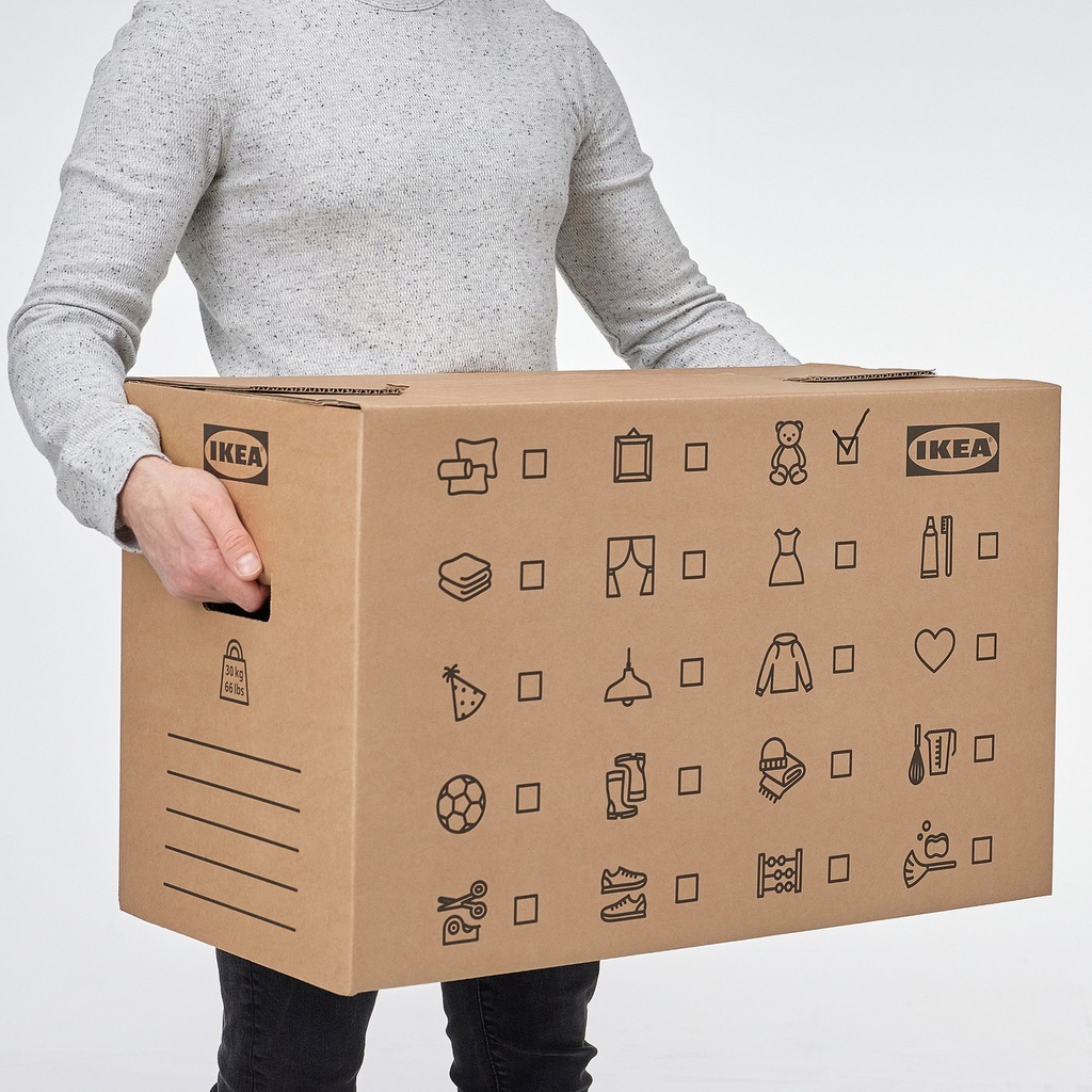 DUNDERGUBBE Moving box - brown 64x34x40 cm/80 l
