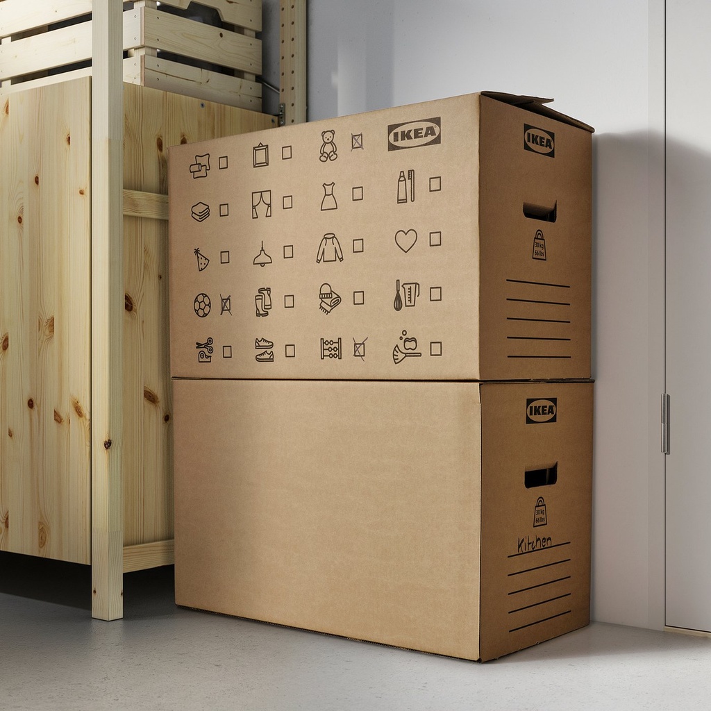 DUNDERGUBBE Moving box - brown 64x34x40 cm/80 l