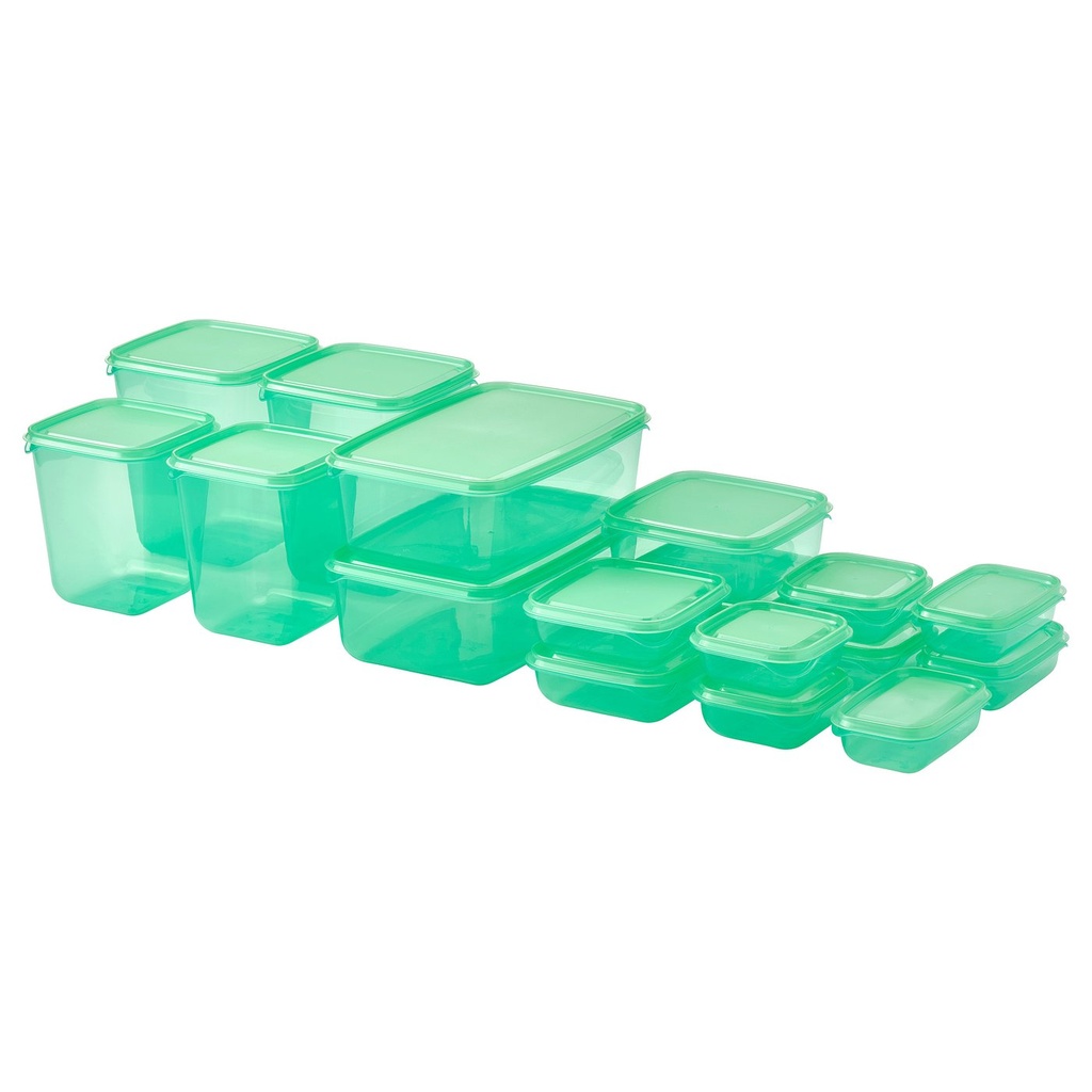 [10597099] PRUTA Food container with lid, set of 17 - green