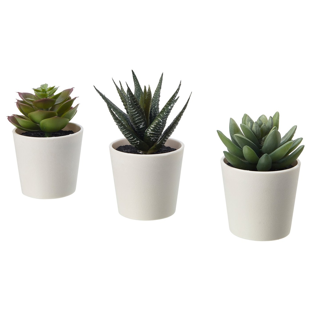 [50519764] FEJKA Artificial potted plant with pot - in/outdoor Succulent 6 cm 3 pack