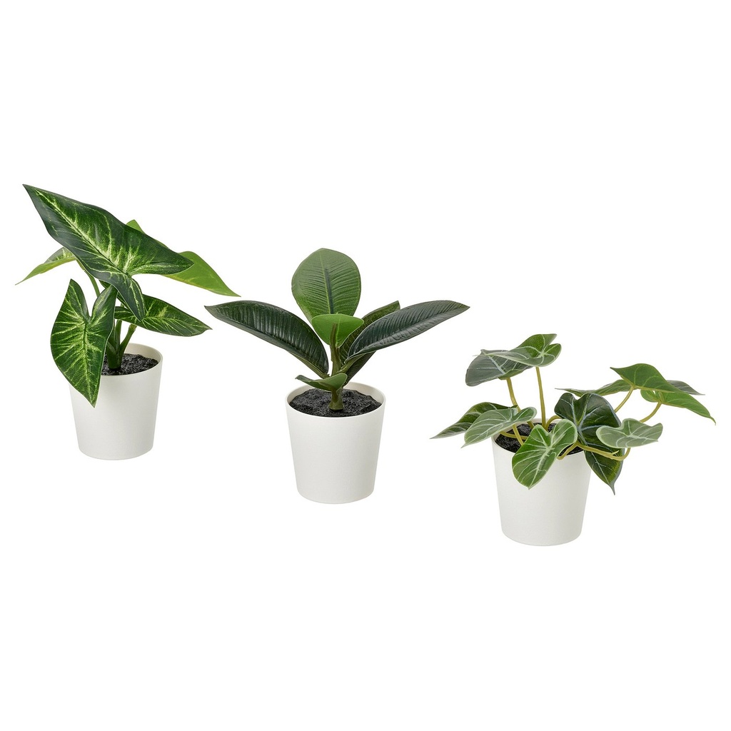 [40630064] FEJKA Artificial potted plant, set of 3 - in/outdoor leaf