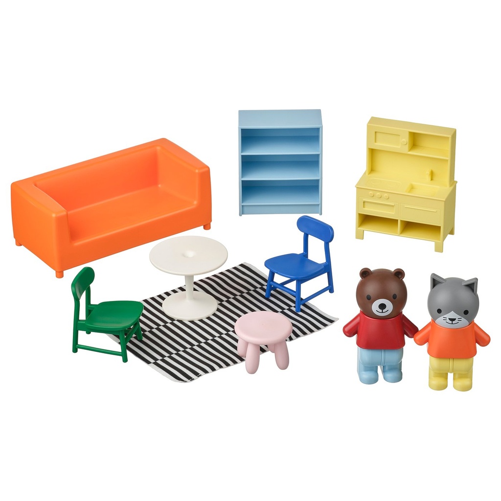 [70597497] HUSET Dollhouse furniture and figures - living room/kitchen multicolour