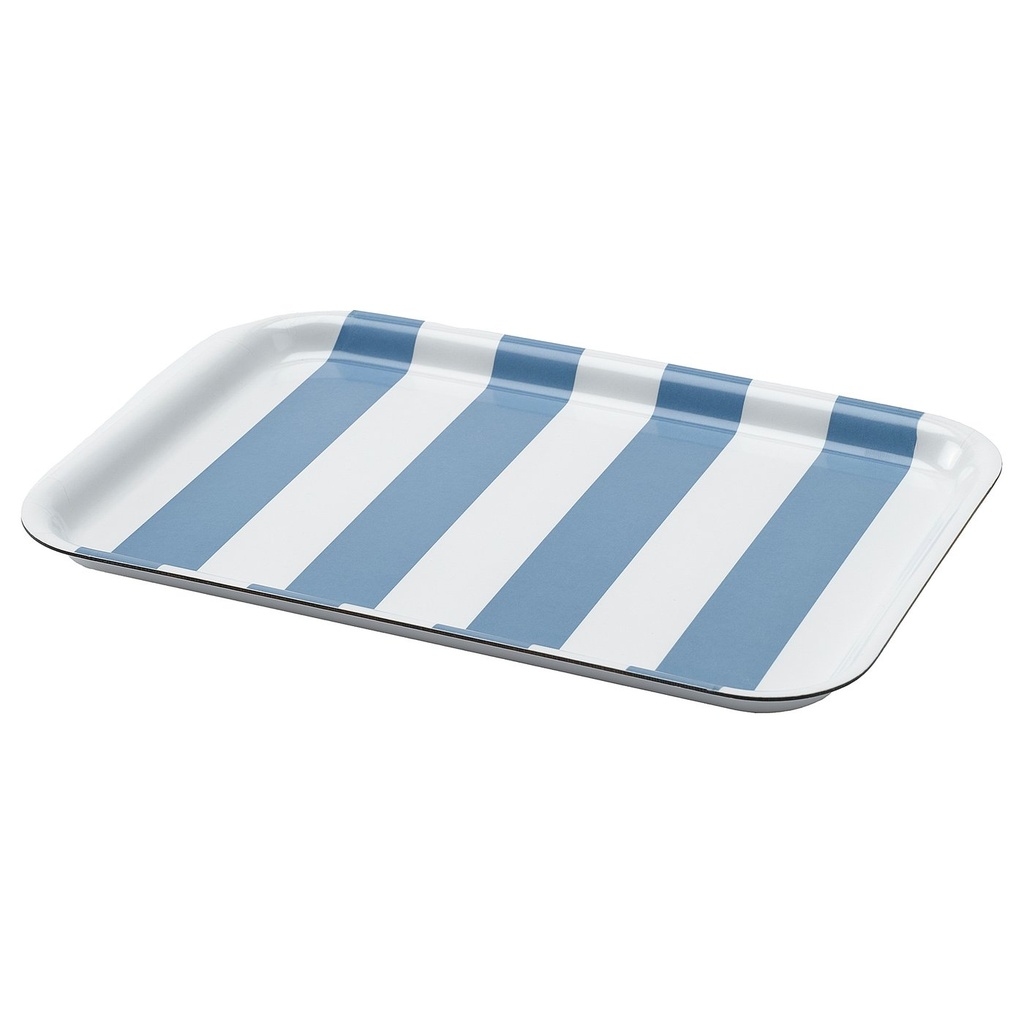 [90607853] SOLDATFISK Tray - striped white/grey-blue 20x28 cm
