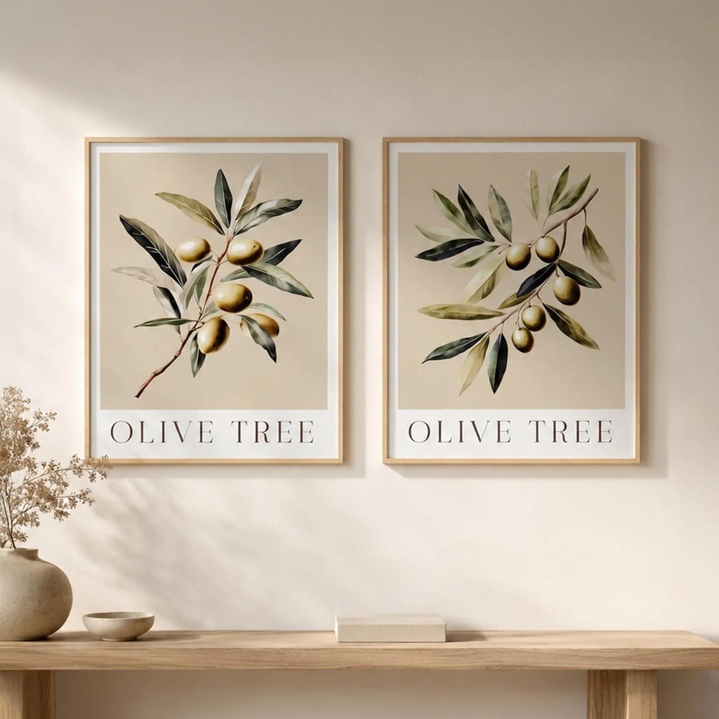 Olive Tree 2-Piece Printed Framed Canvas Wall Art 40x50cm - Green