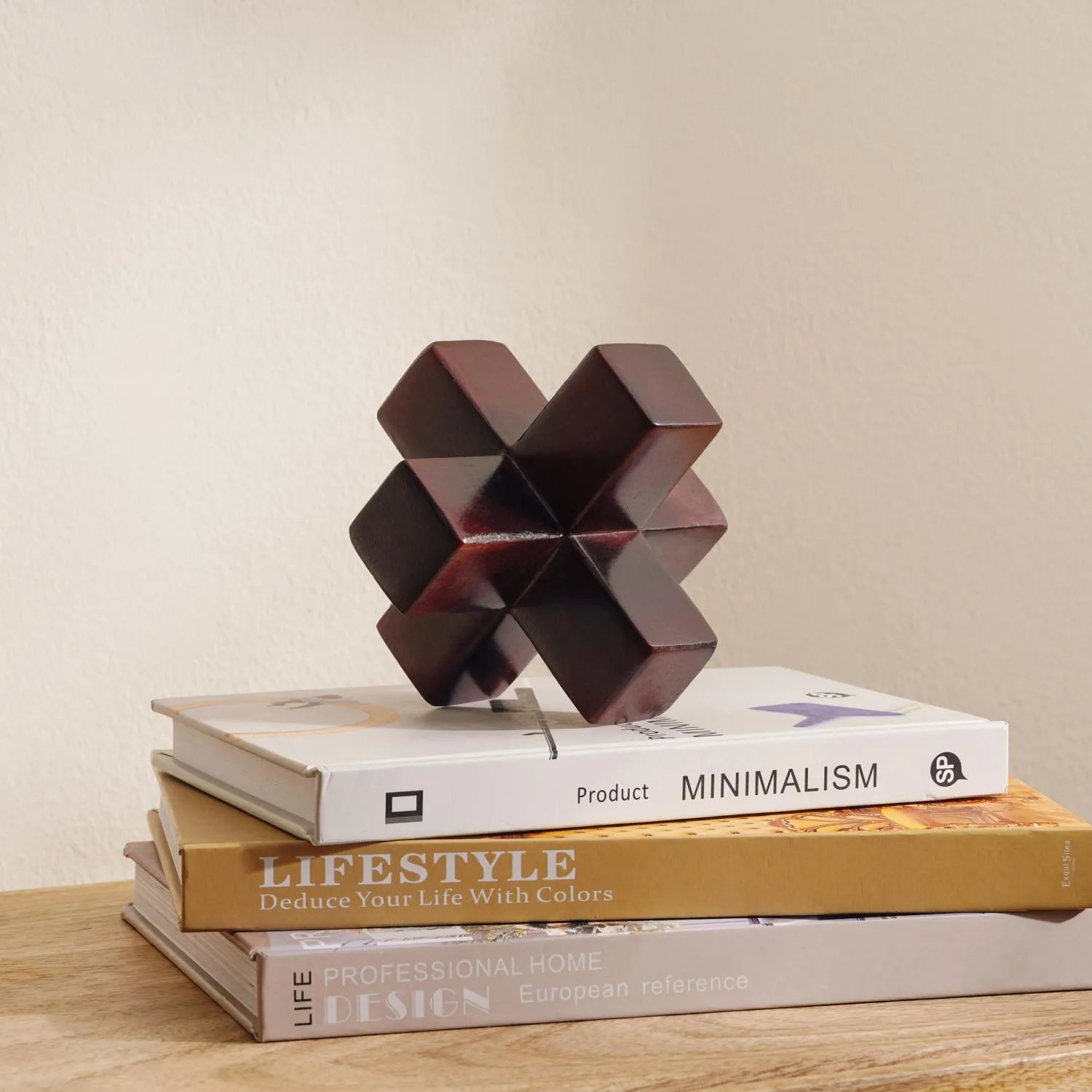 Revan Geometric Decorative Object 13x13x13cm-Brown