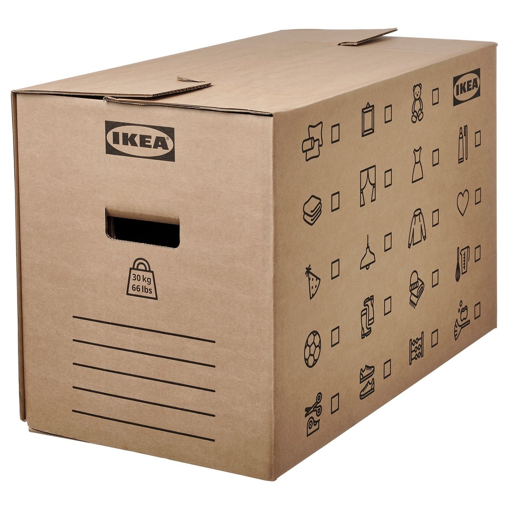 DUNDERGUBBE Moving box - brown 64x34x40 cm/80 l