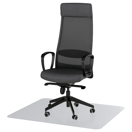 MARKUS Office chair with armrests - with floor protector dark grey
